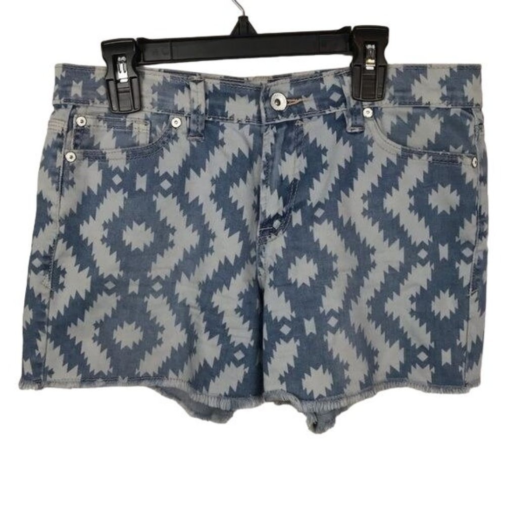 Calvin Klein Jeans Women Raw Hem Aztec Print Denim Shorts Size 27/4